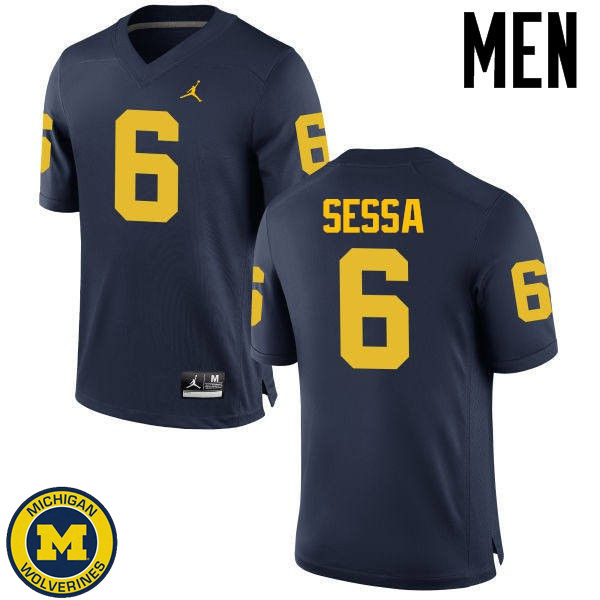 Men Michigan Wolverines #6 Michael Sessa Navy College Game Football Jersey